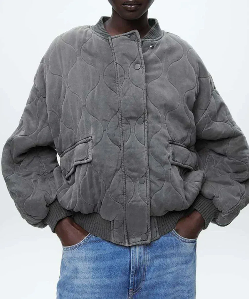 Léna - Women's casual grey bomber