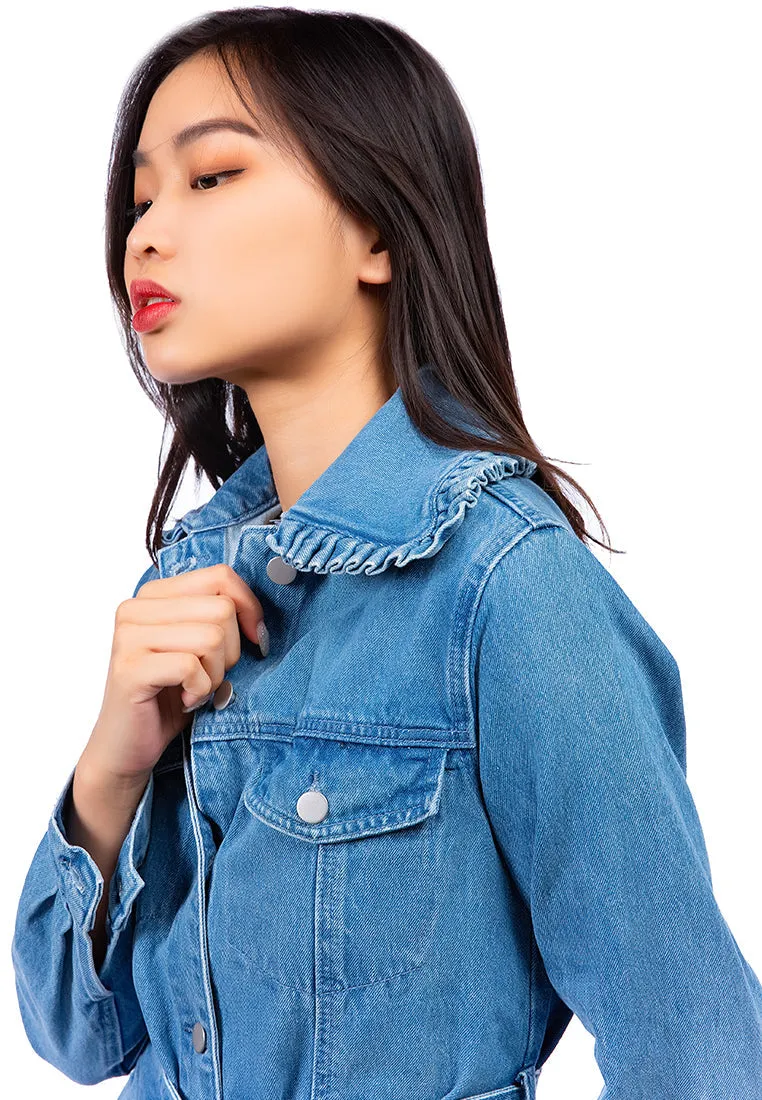 Long Sleeve Denim Belted Jacket