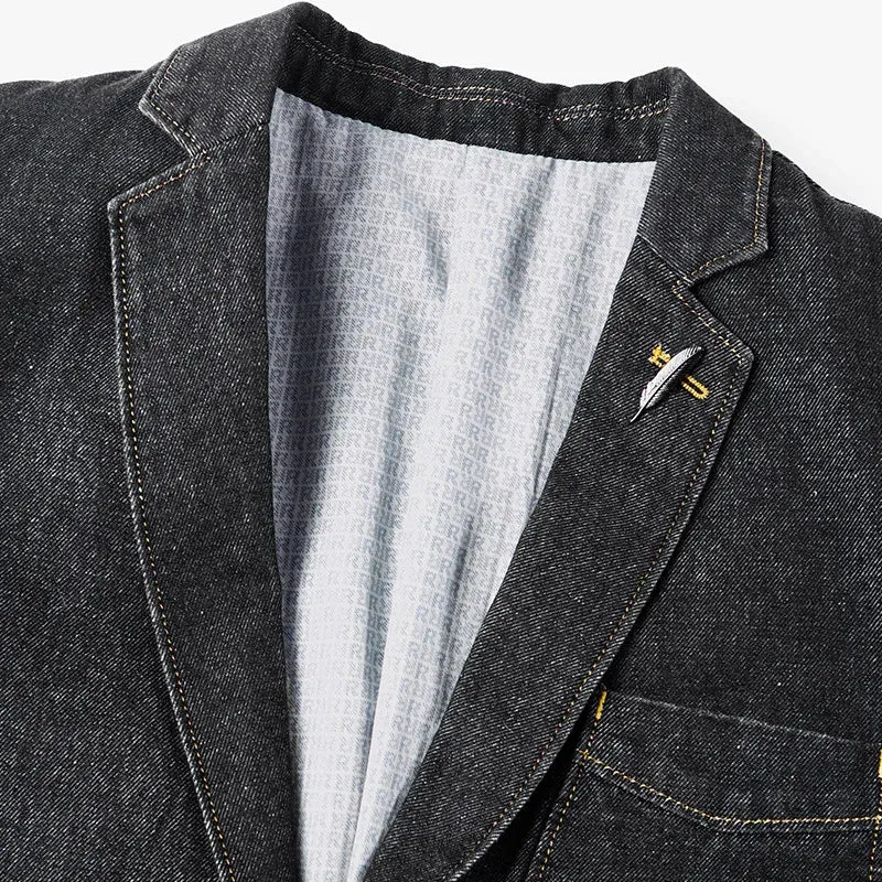 M-4XL Denim Blazer Men Jacket Cotton Autumn Spring Fashion Male Clothes Slim Fit Business Jean Coats Men Casual Suits  MY189