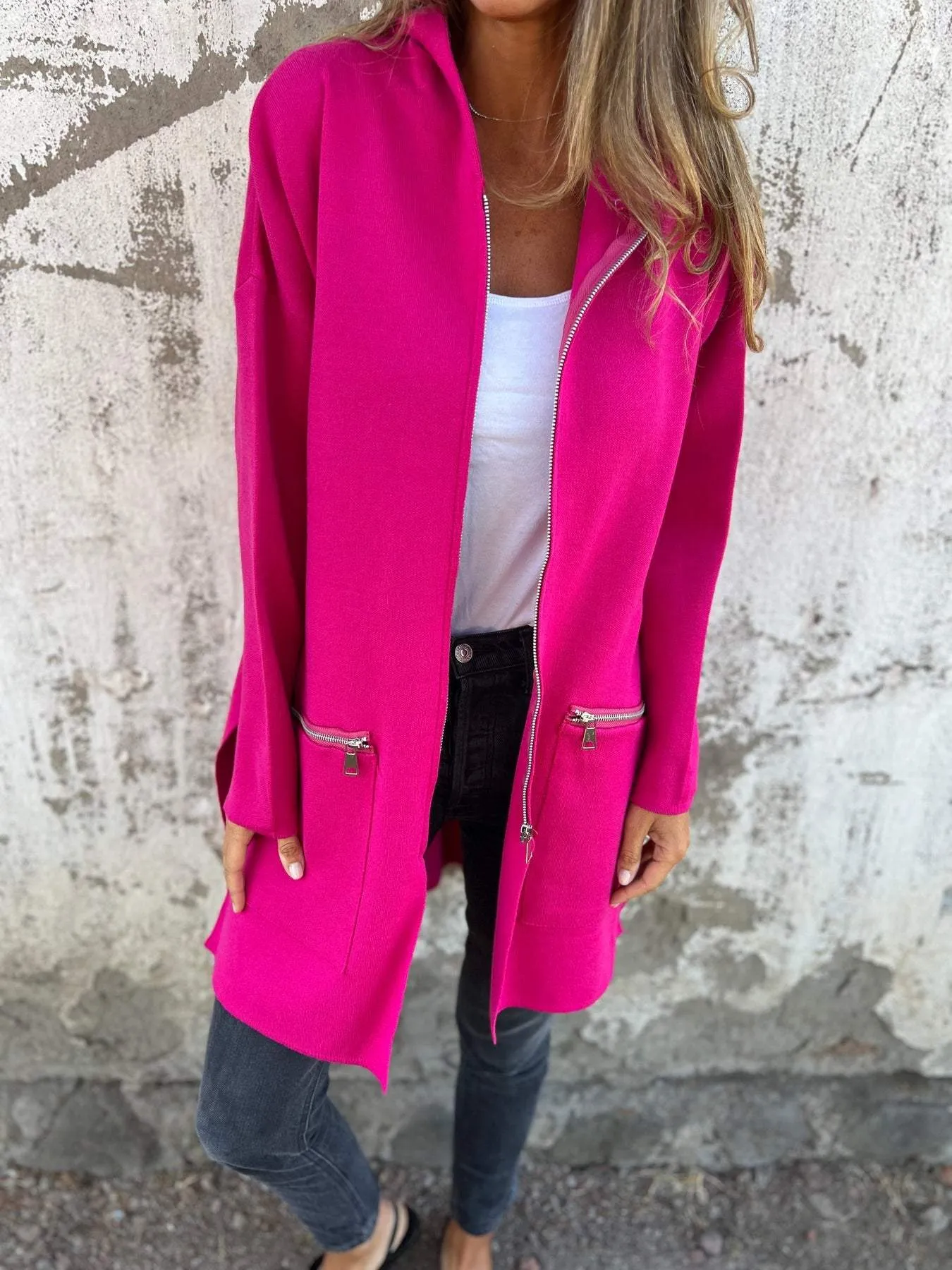 Malaine | Vest met rits lange mouw