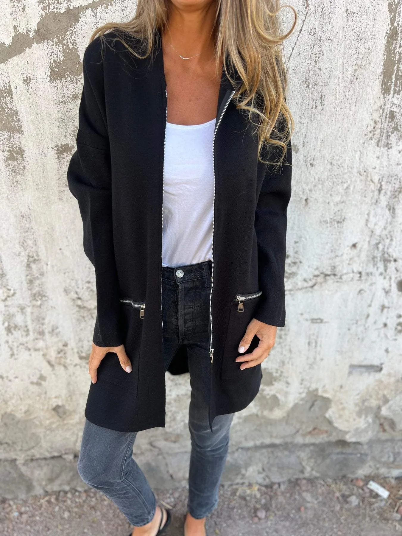 Malaine | Vest met rits lange mouw