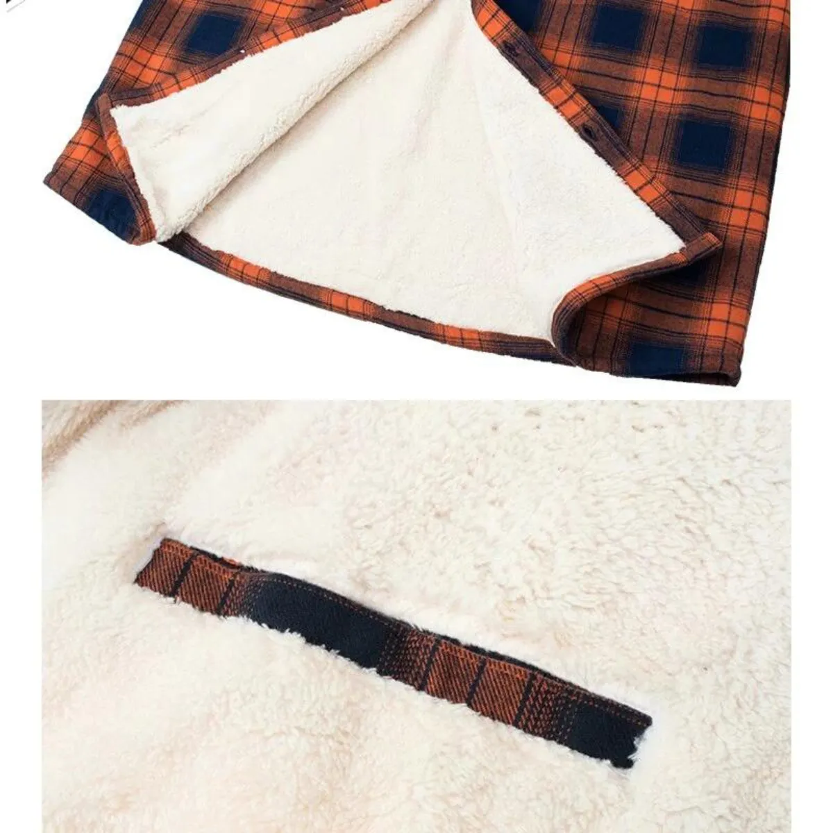 Men's Fleece-Lined Flannel Shirt Jacket - Long Sleeve - Button Closure - Checked Pattern - Winter Outerwear
