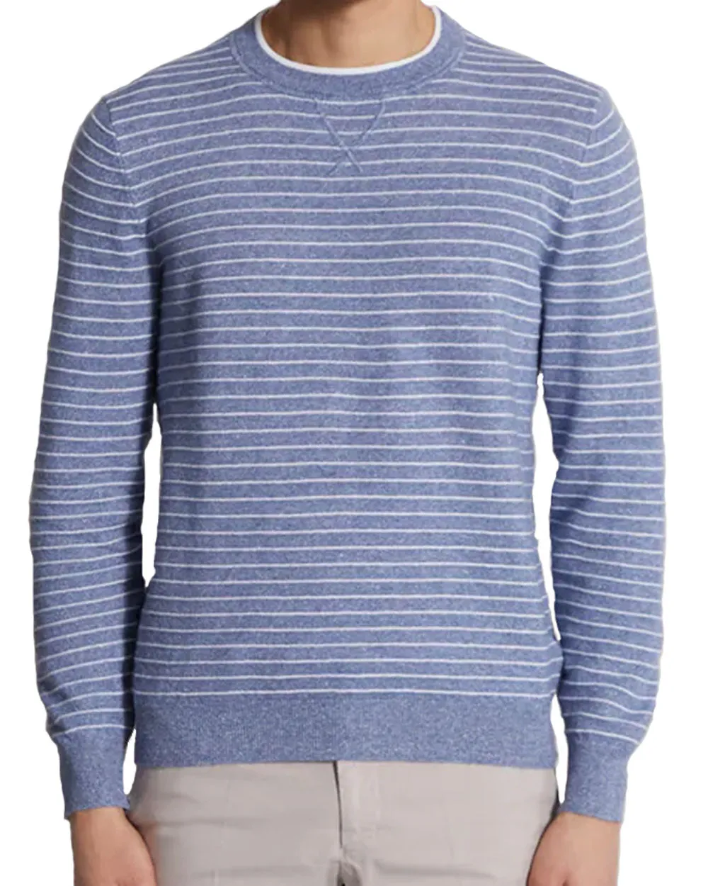 Mid Blue and White Striped Sweater