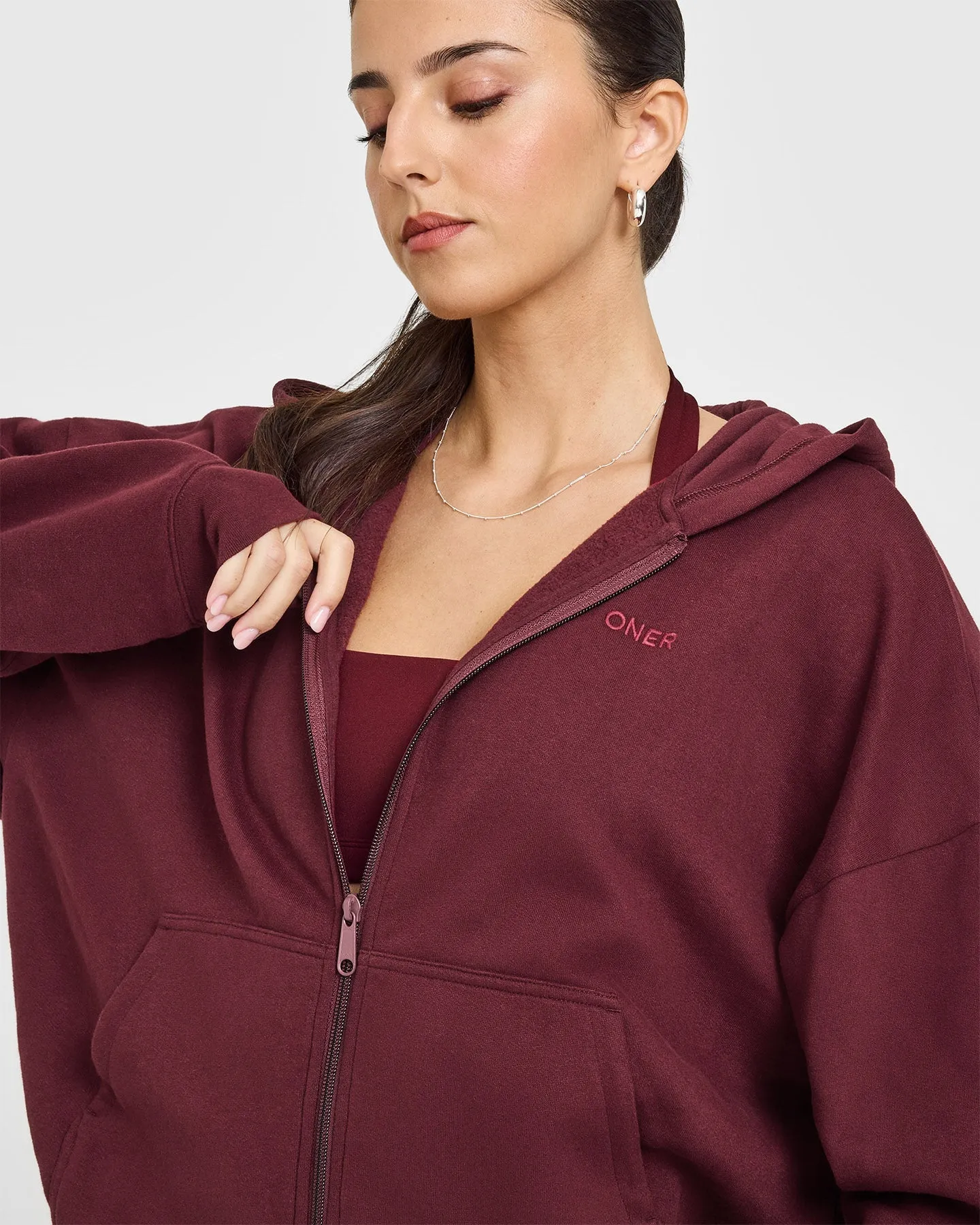 Mid Weight Zip Through Hoodie | Rosewood