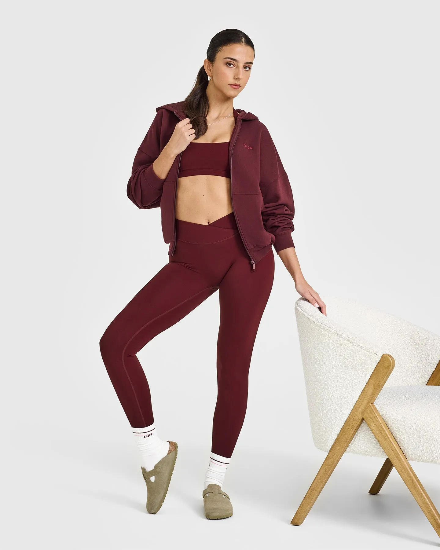 Mid Weight Zip Through Hoodie | Rosewood