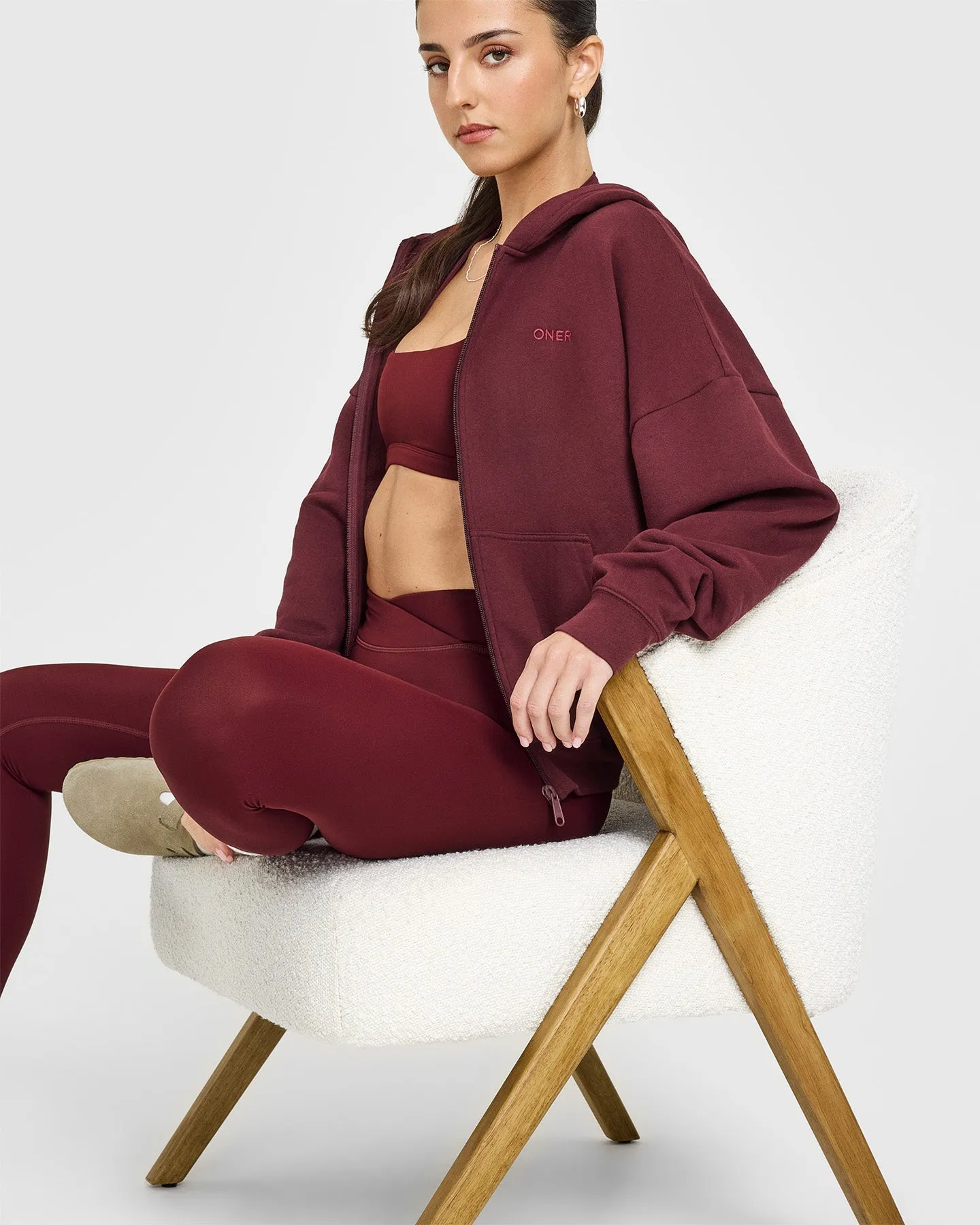 Mid Weight Zip Through Hoodie | Rosewood