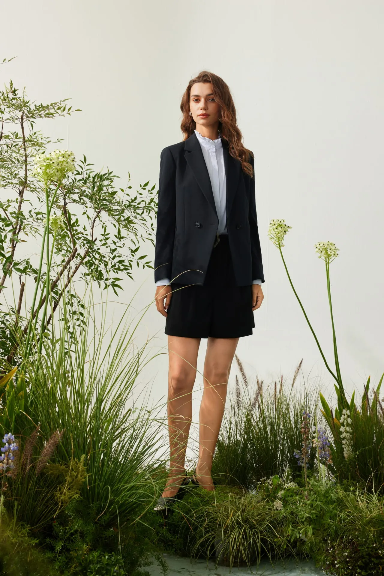 Multi-Way Stretch Double -Breasted Suit Blazer