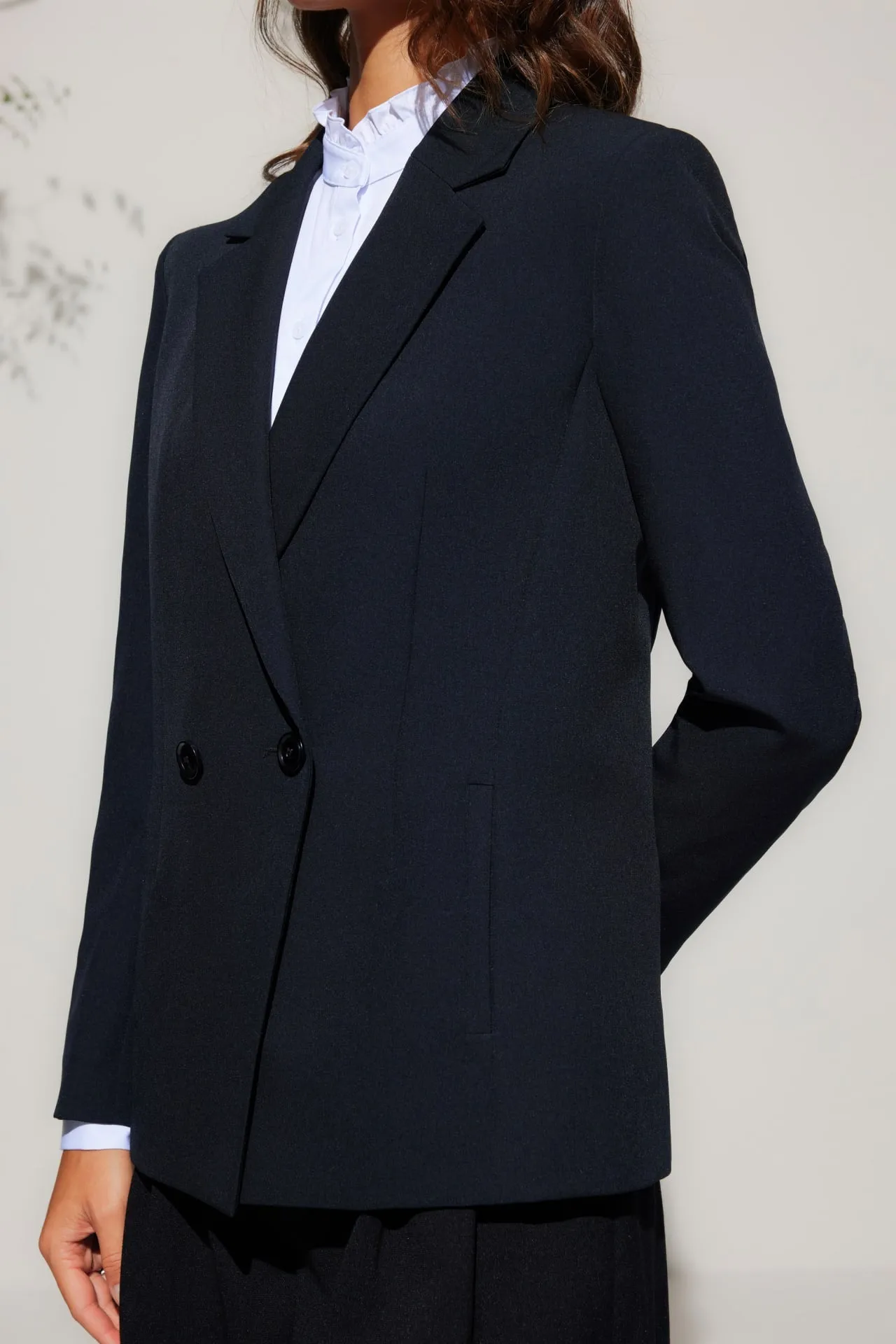 Multi-Way Stretch Double -Breasted Suit Blazer