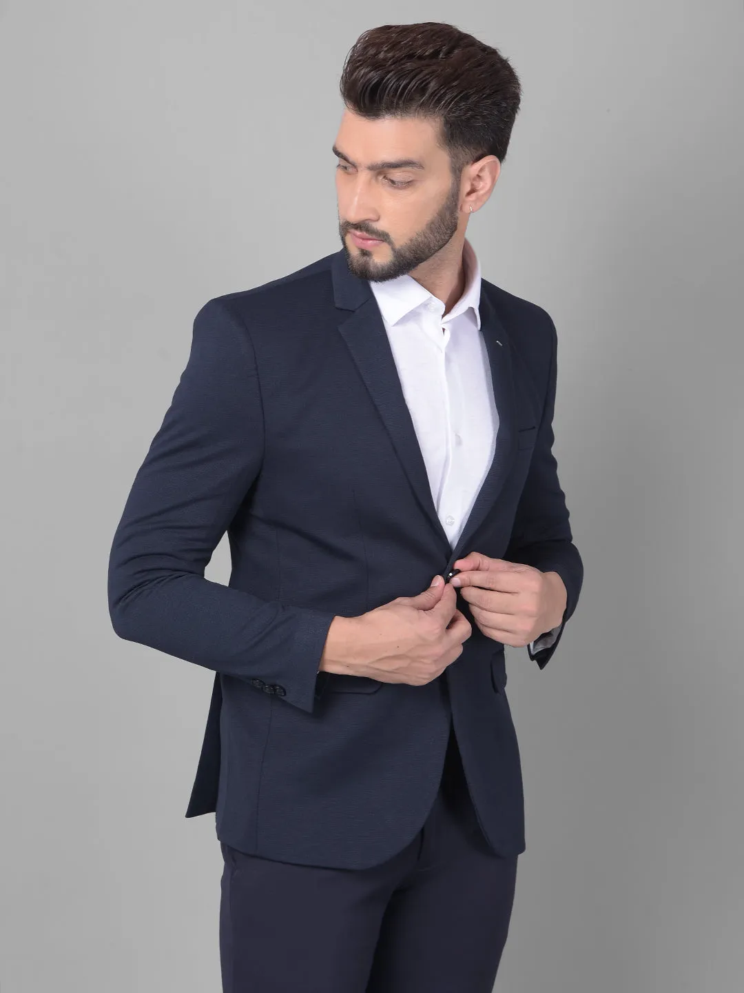 Navy Blue Single Breasted Blazer