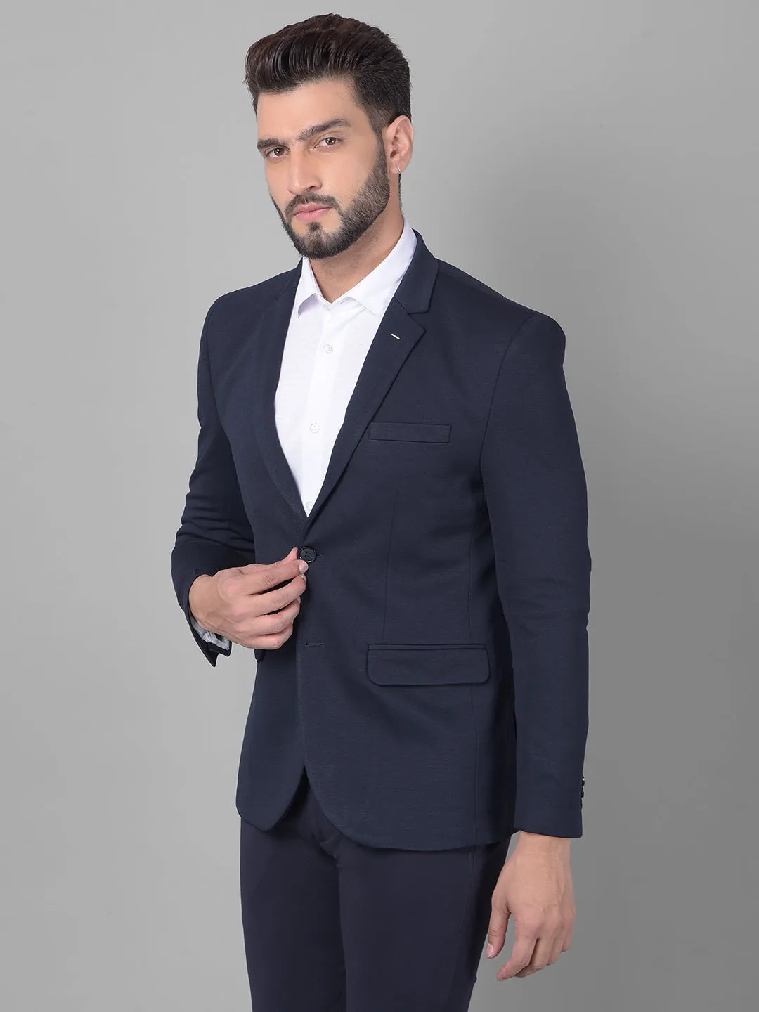 Navy Blue Single Breasted Blazer