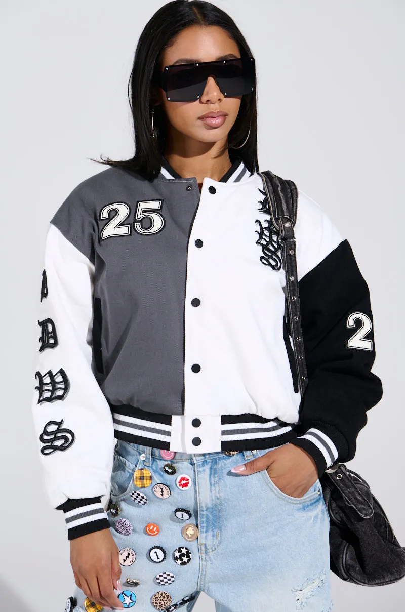 NOT YOUR BABE EMBROIDERED BOMBER