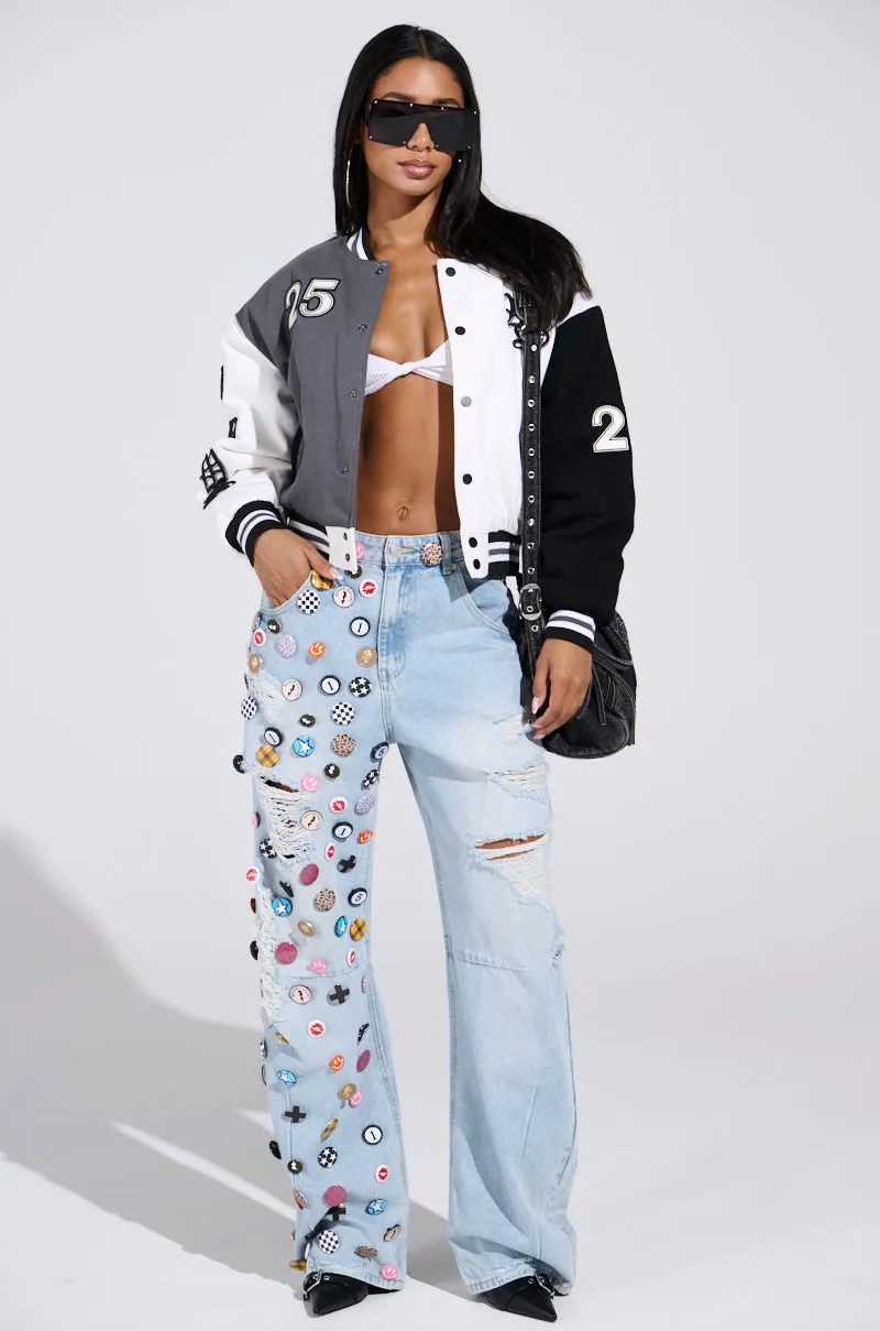 NOT YOUR BABE EMBROIDERED BOMBER