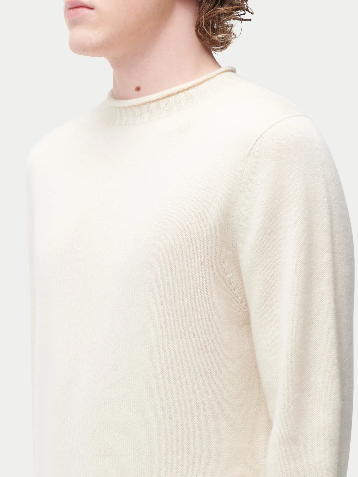 Organic Colour Rolled Neck Cashmere Sweater