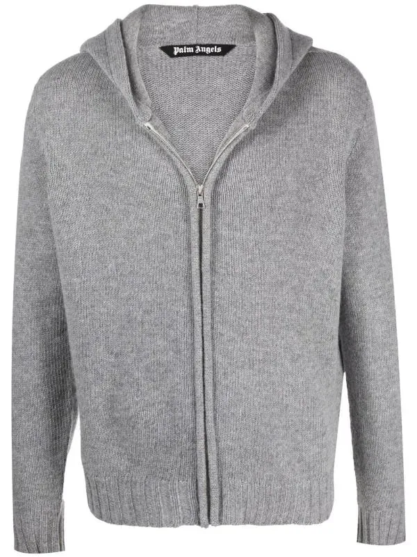 Palm Angels intarsia-logo zip-up hoodie