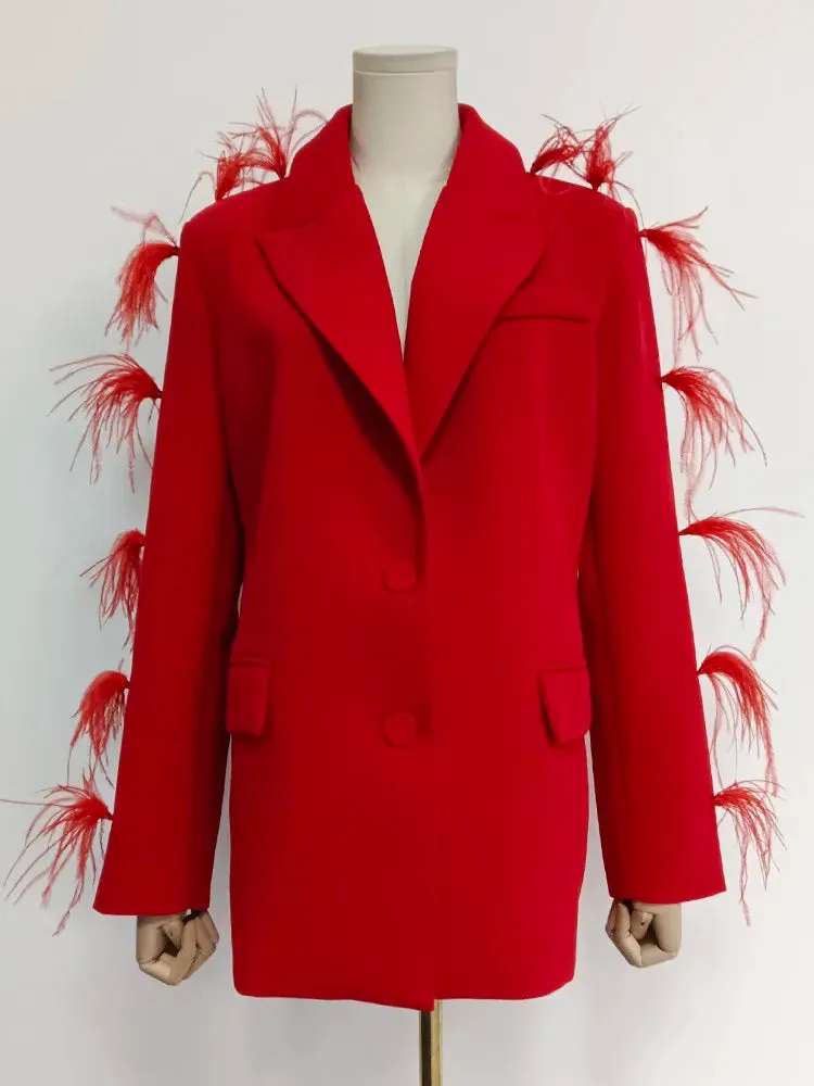 Patchwork Feathers Blazer