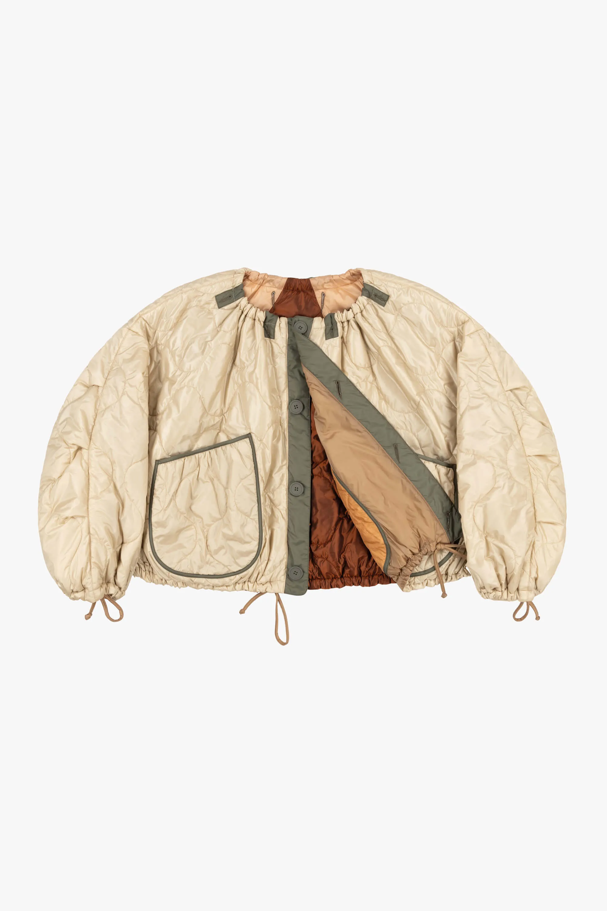 Patchwork Parachute Bomber - Mocha Brown / Oyster