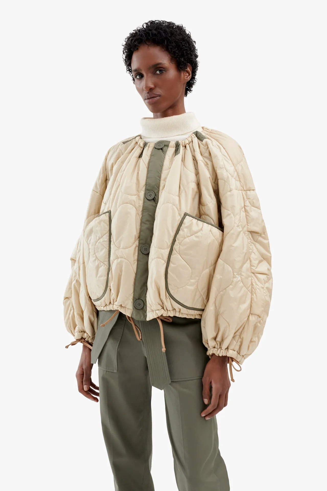 Patchwork Parachute Bomber - Mocha Brown / Oyster