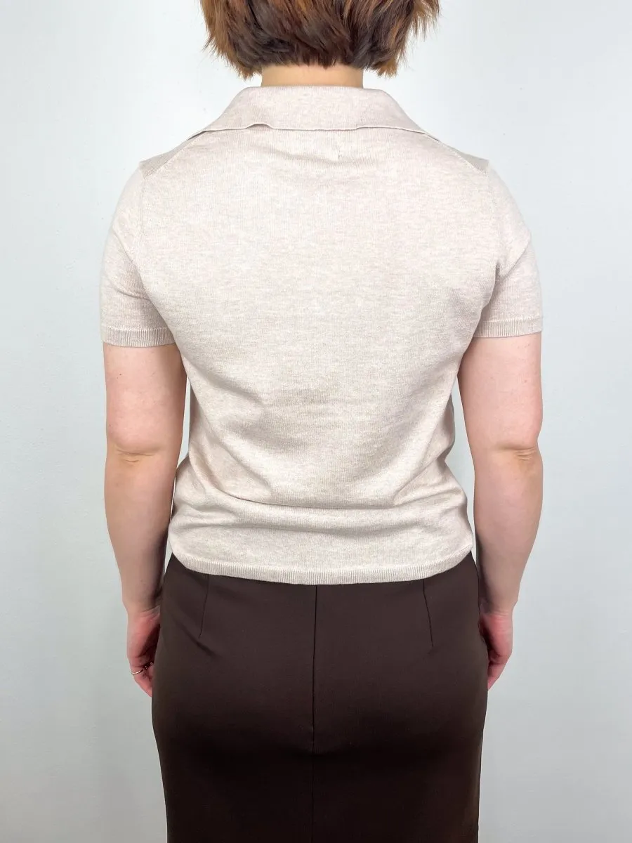 Polo Neck Sweater in Marble Melange