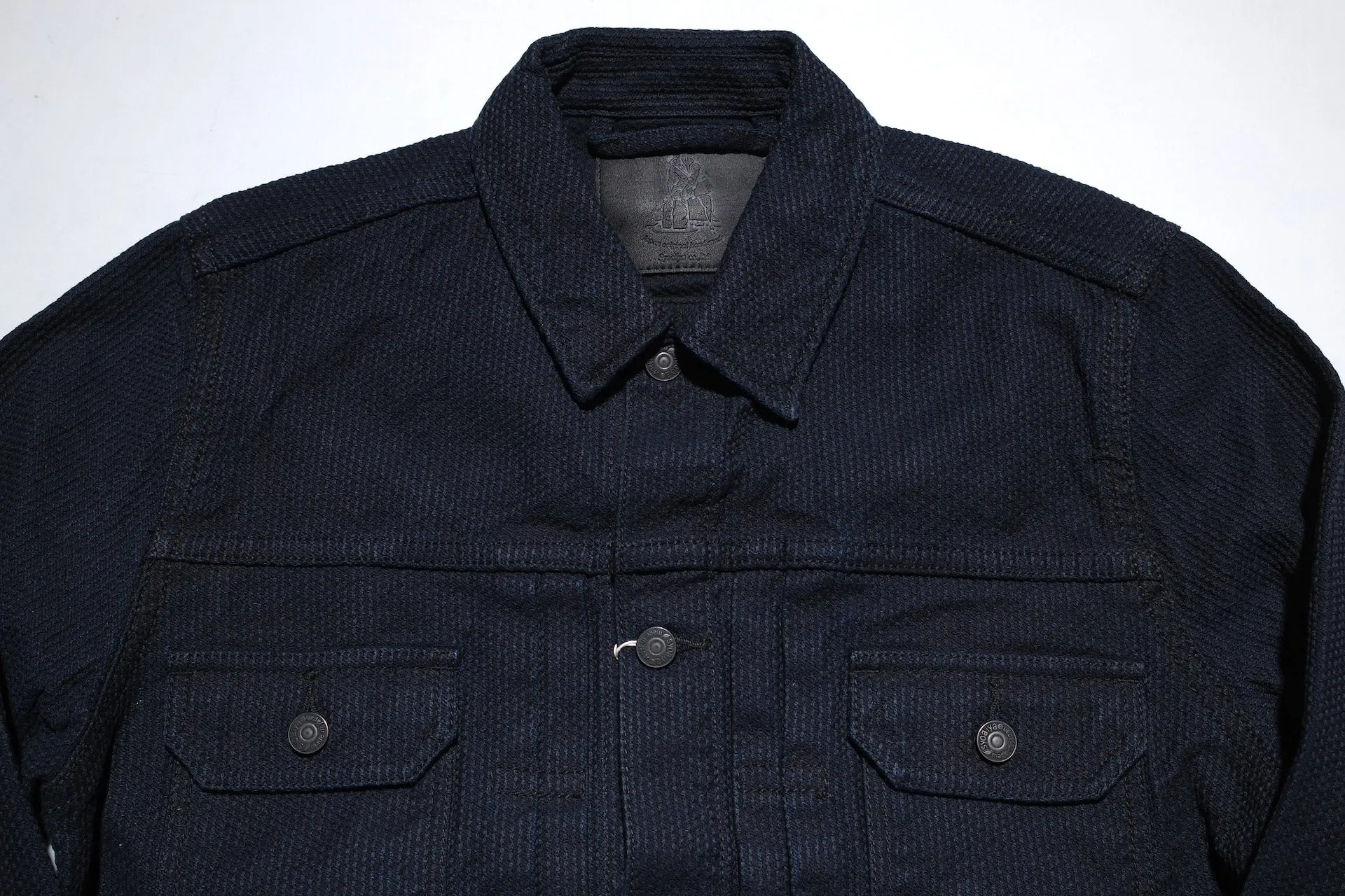 Pure Blue Japan 12.5oz "Double-Warps" Sashiko Type 2 Jacket (Indigo X Black)