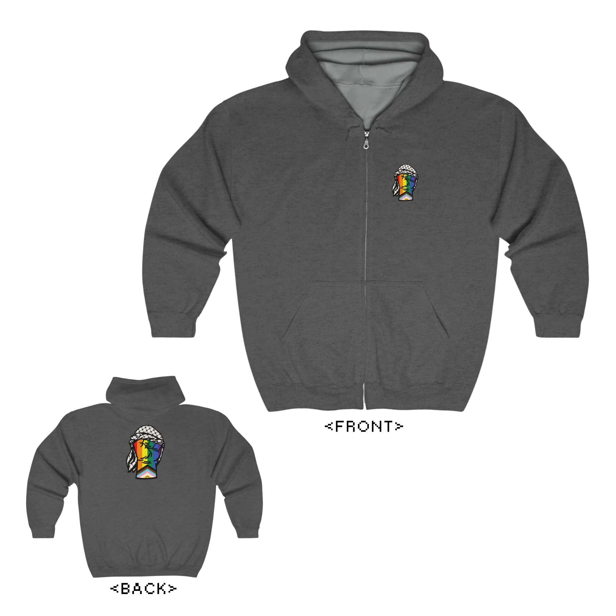 Queer Pride for Palestine Zip-Up Hoodie