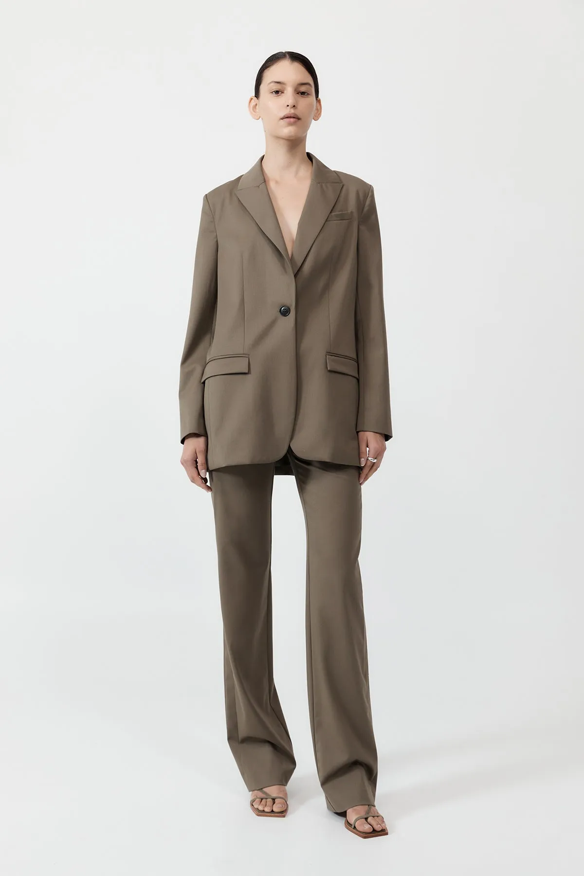 St Agni | Belt Detail Blazer - Kelp