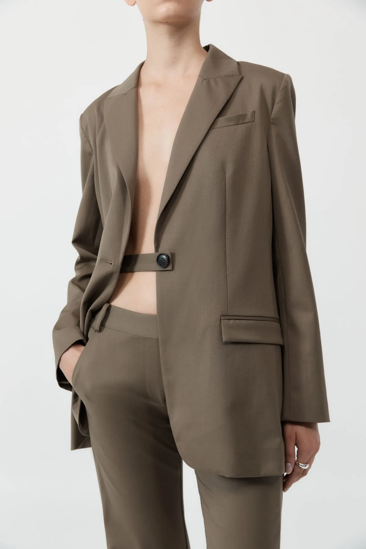St Agni | Belt Detail Blazer - Kelp