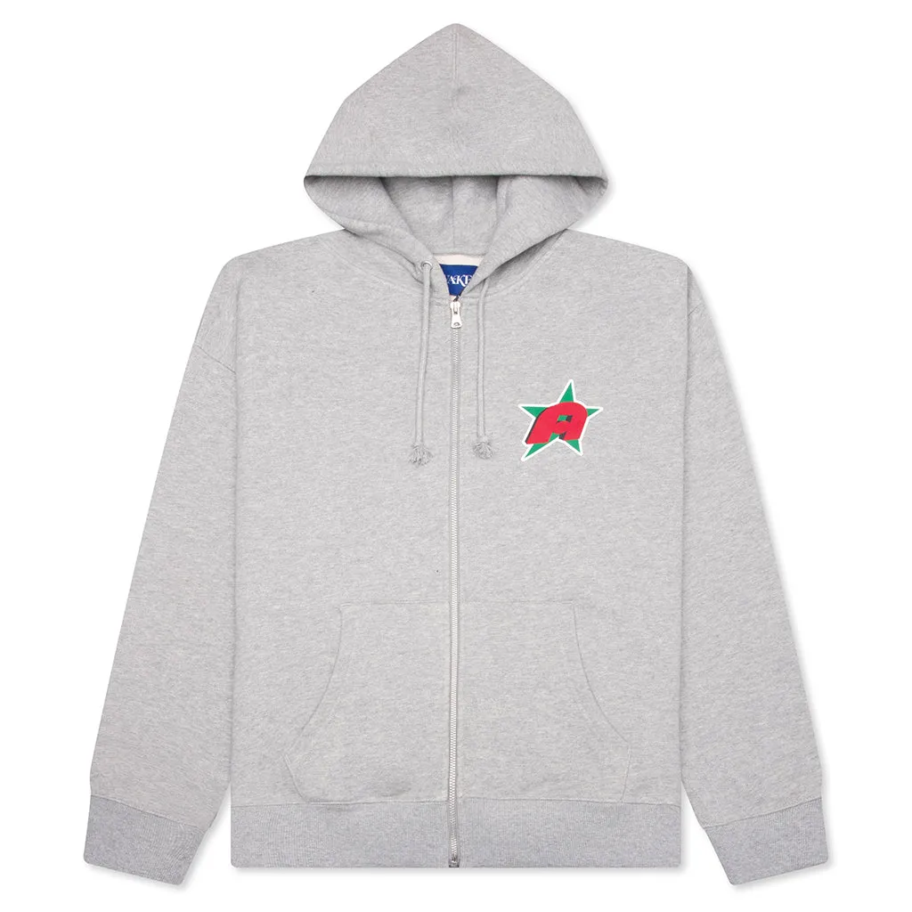 Star A Zip Up Hoodie - Heather Grey