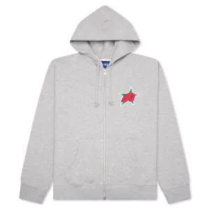 Star A Zip Up Hoodie - Heather Grey