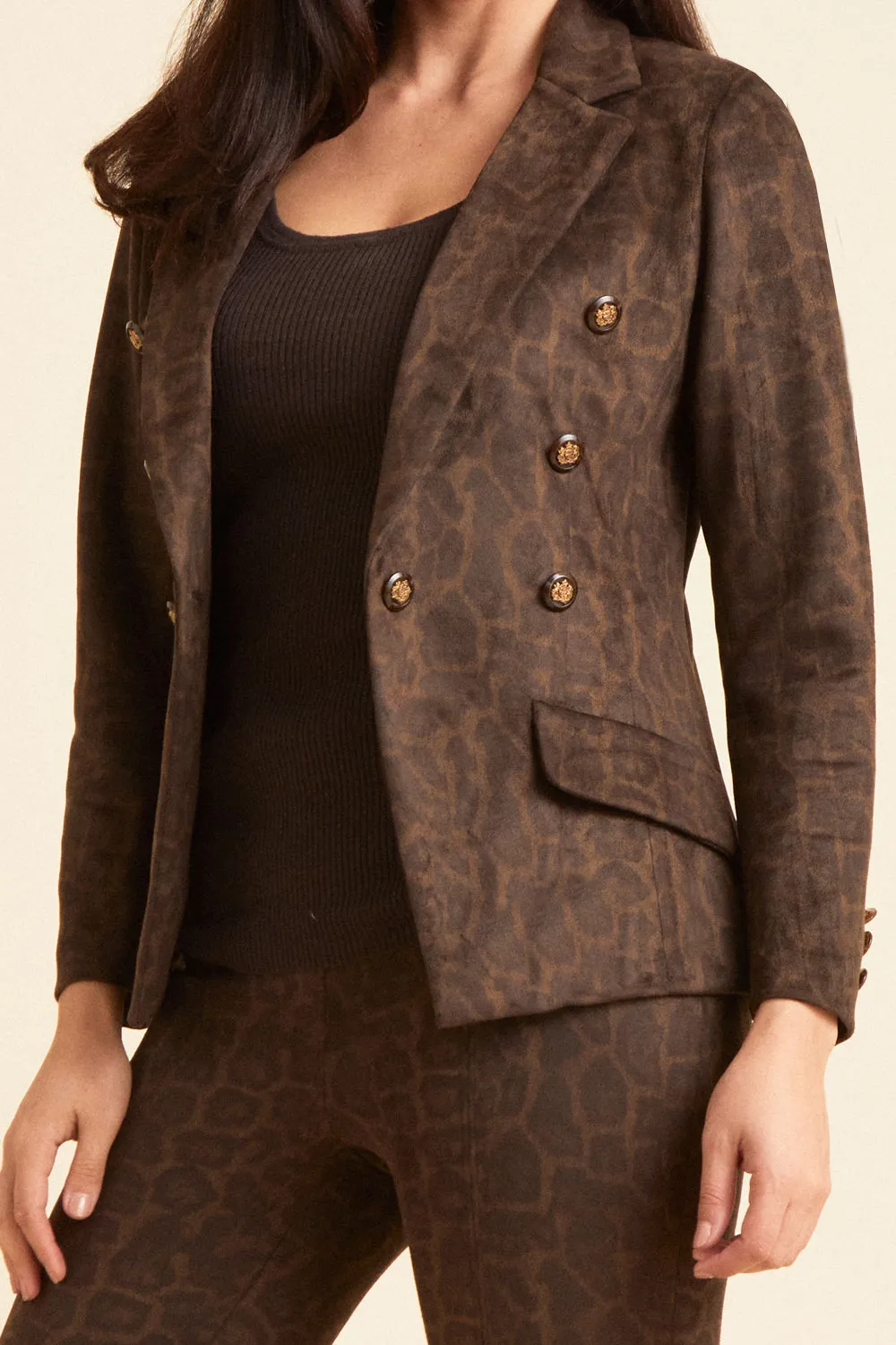 Steely 1 Button DB Jacket - Cheetah Print: FINAL SALE