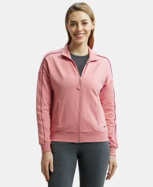 Super Combed Cotton French Terry Drop Shoulder Styled Jacket with Ribbed Cuff and Hem - Brandied Apricot