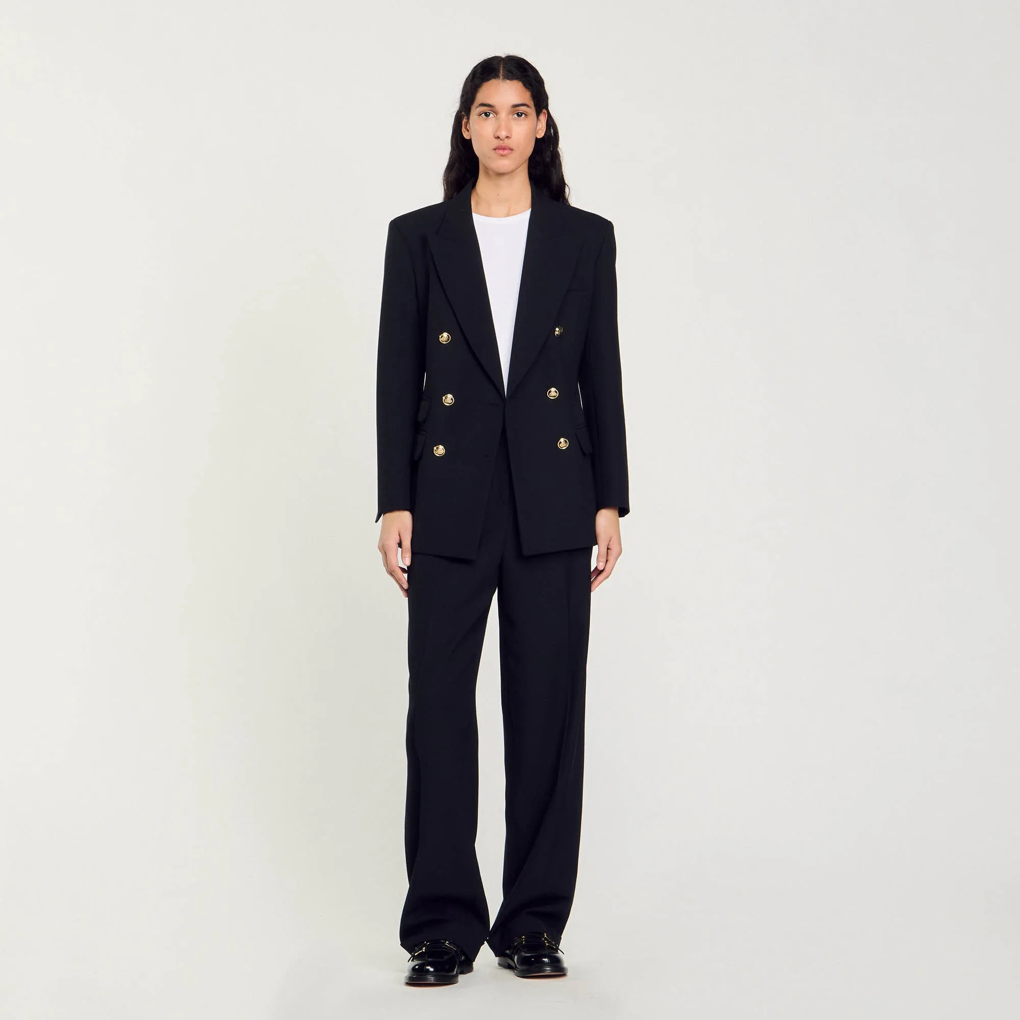 Toscane Double-Breasted Suit Jacket Black