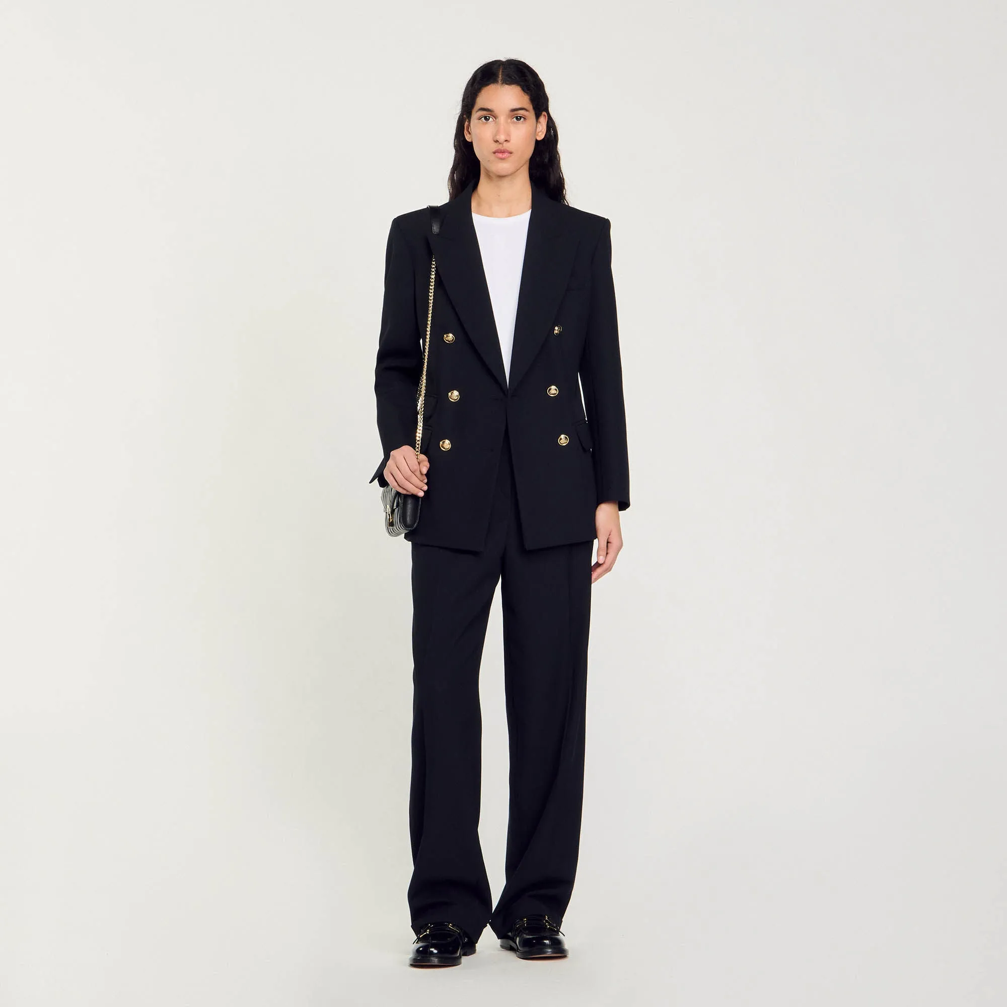 Toscane Double-Breasted Suit Jacket Black