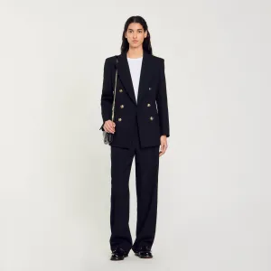 Toscane Double-Breasted Suit Jacket Black