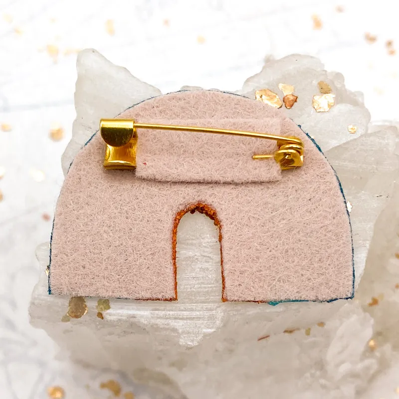 Turquoise, Denim, Rose Gold Rainbow Pin - Paris Find!