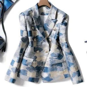 Unique Designing Runway Women Graffiti Printing Casual Blazer Jacket