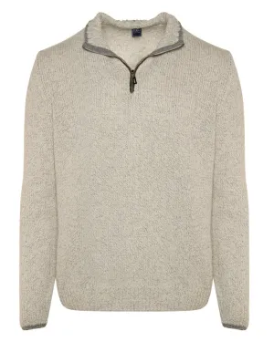 White and Grey Eco Twist Quarter Zip Sweater