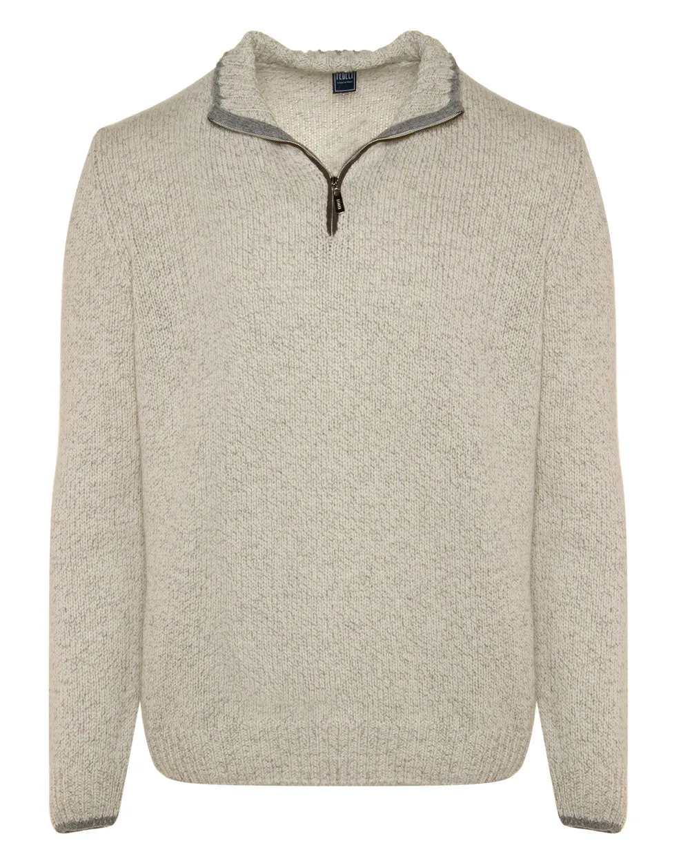 White and Grey Eco Twist Quarter Zip Sweater