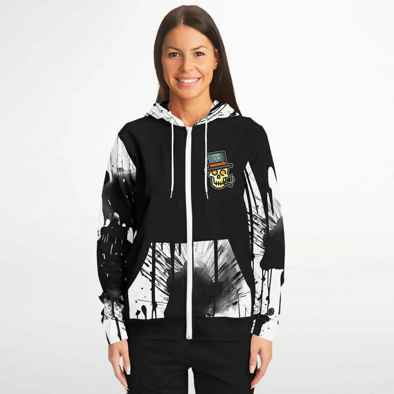 White Street Style Zip Hoodie