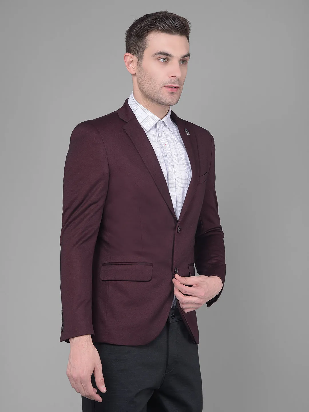 Wine Single Breasted Blazer