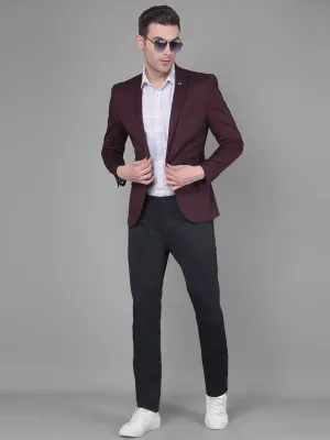Wine Single Breasted Blazer