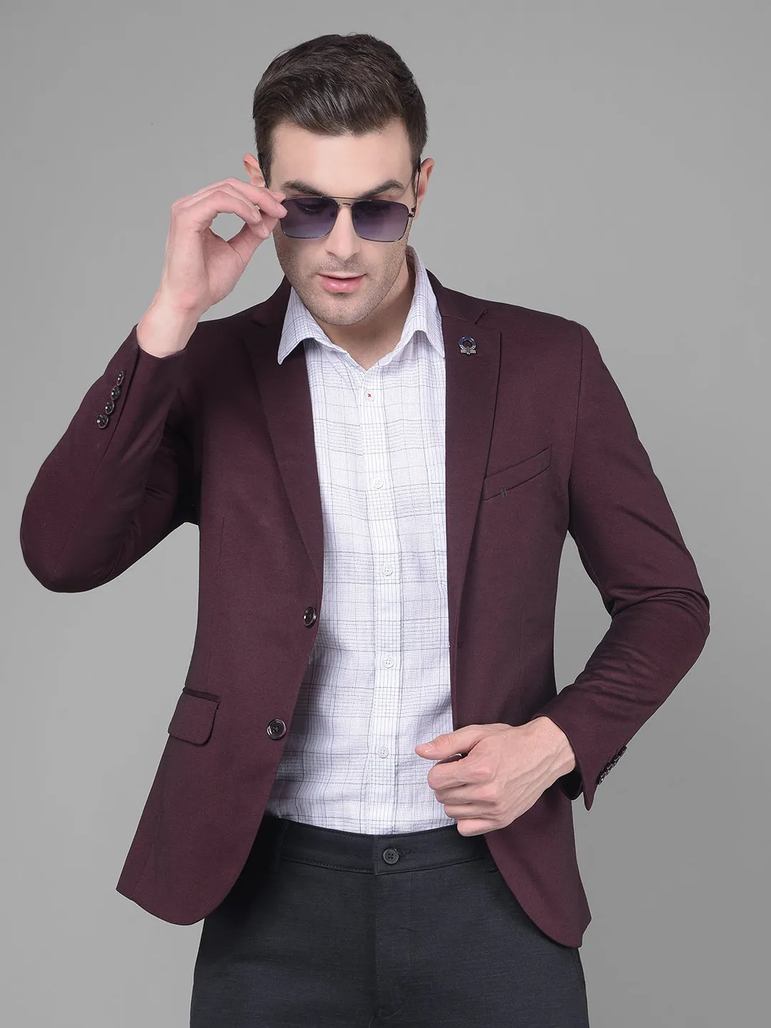 Wine Single Breasted Blazer