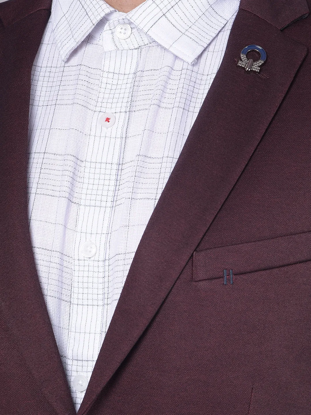 Wine Single Breasted Blazer