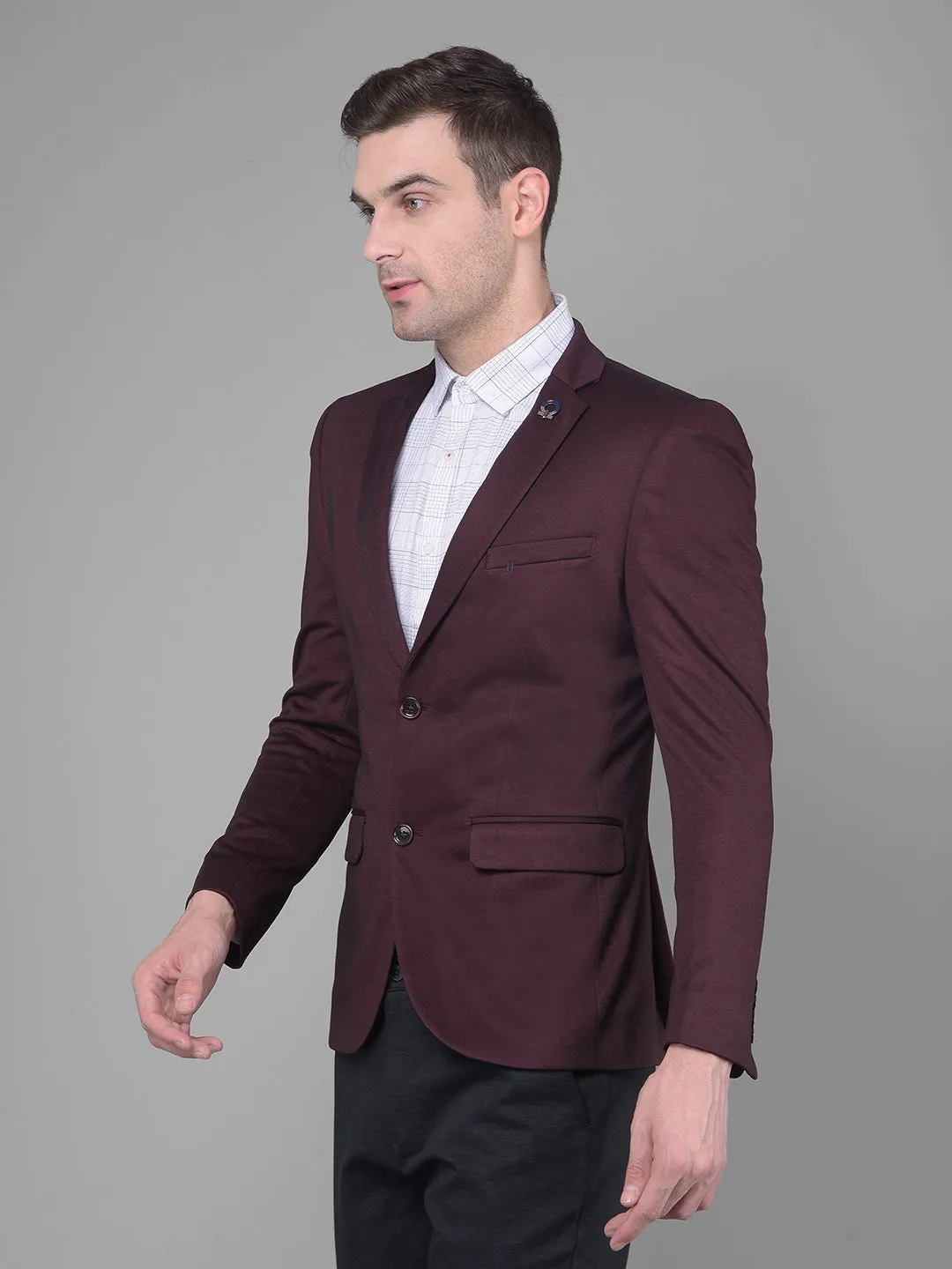 Wine Single Breasted Blazer