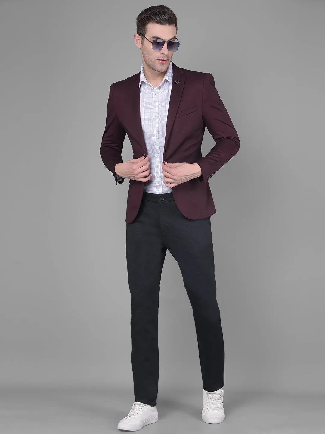 Wine Single Breasted Blazer