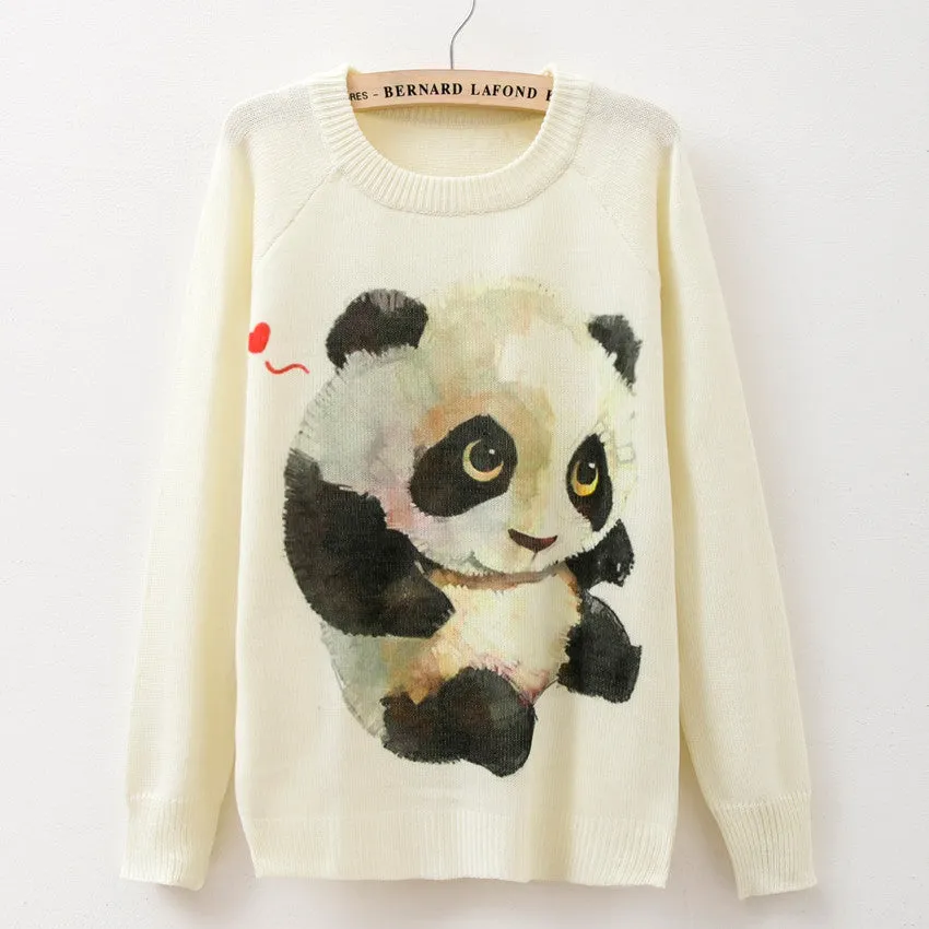 winter Knitwears women sweaters and pullovers fashion Panda/Tiger print Harajuku Sweaters pull femme pullovers