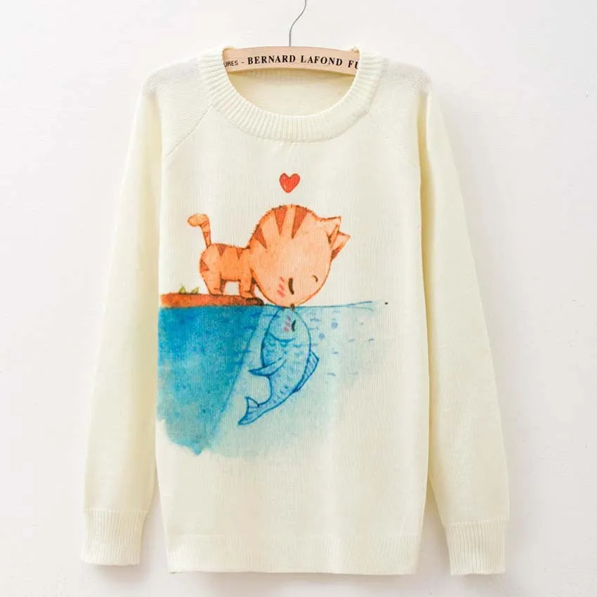 winter Knitwears women sweaters and pullovers fashion Panda/Tiger print Harajuku Sweaters pull femme pullovers