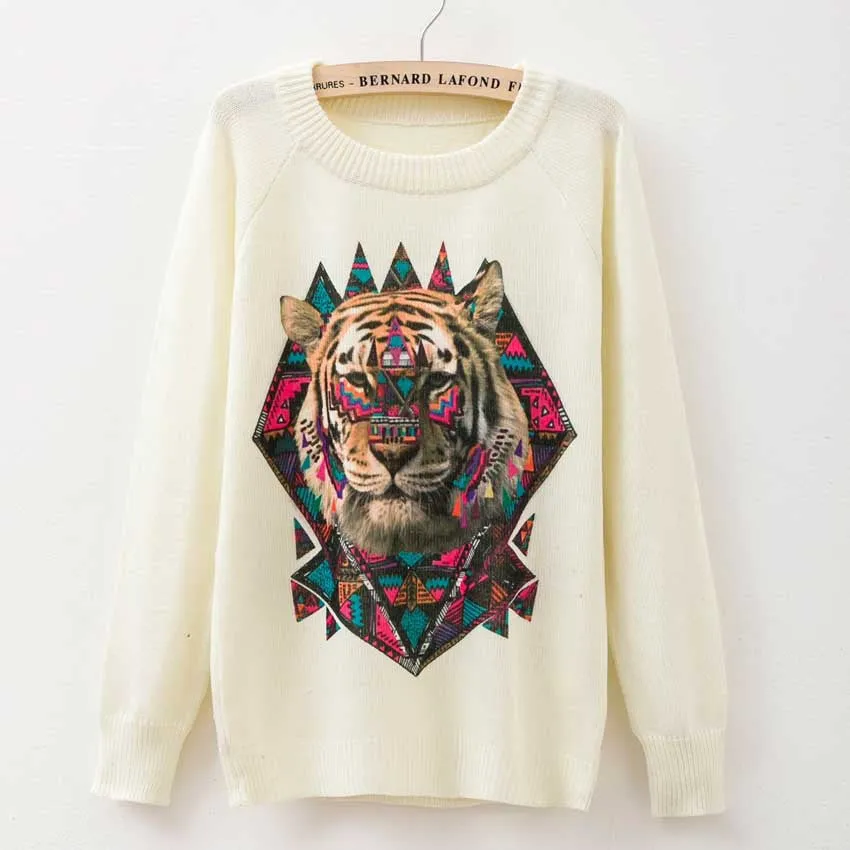 winter Knitwears women sweaters and pullovers fashion Panda/Tiger print Harajuku Sweaters pull femme pullovers