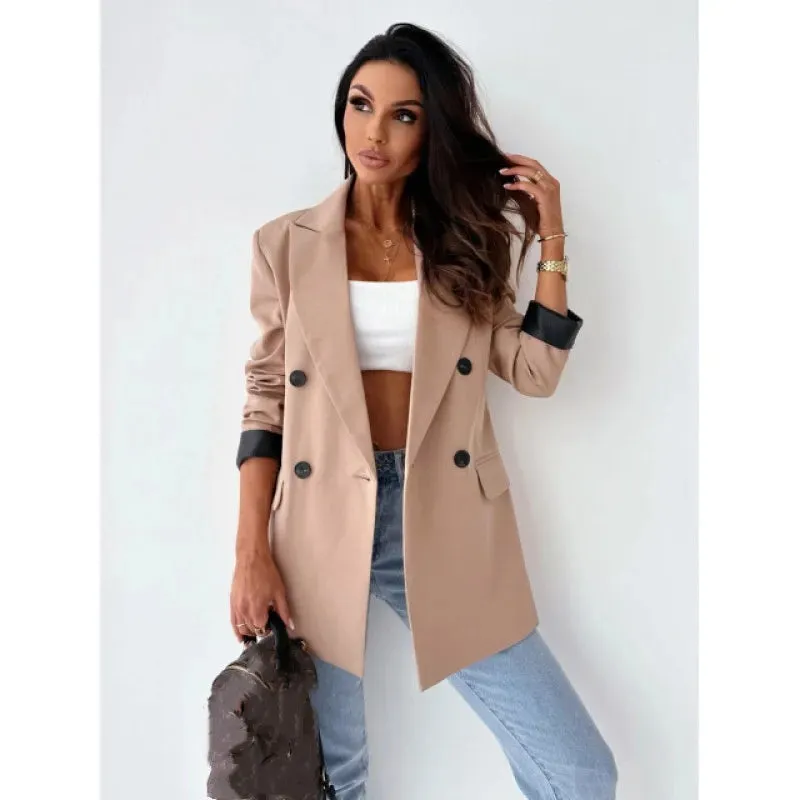 Women's Coat Long Sleeve Blazers Pocket Casual Classic Style Solid Color