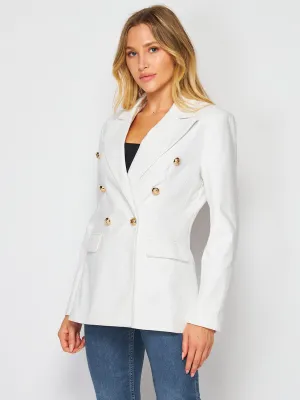 WOMEN'S LONG SLEEVE DOUBLE BUTTON FRONT POCKETS BLAZER