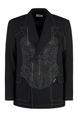 Wool blend double-breasted jacket